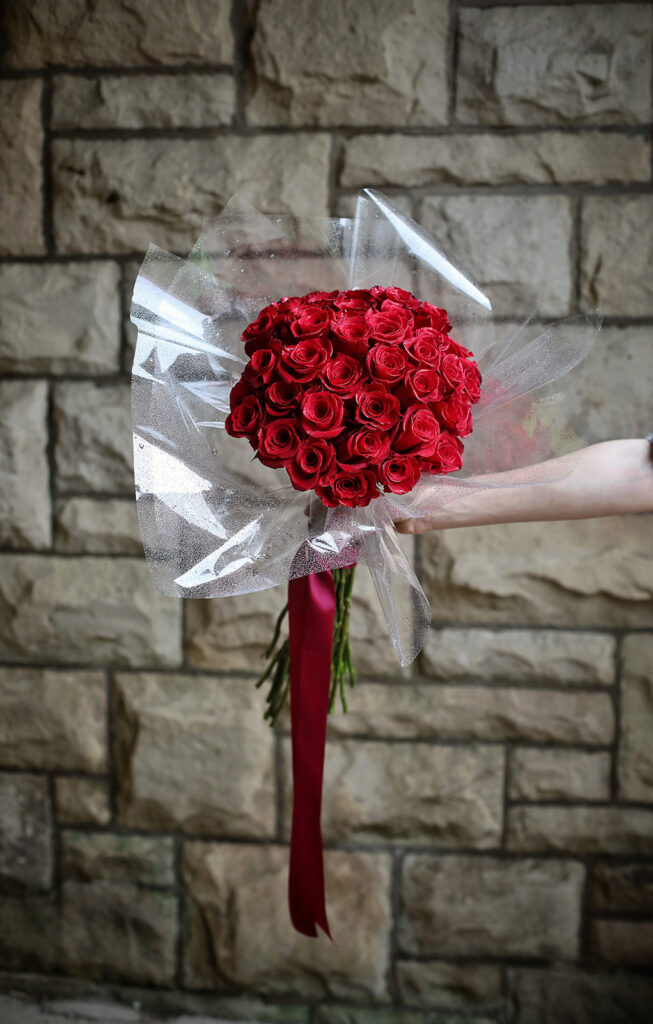 red rose proposal bouquet